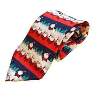 The Windsor Collection Silk Tie Santa Christmas print